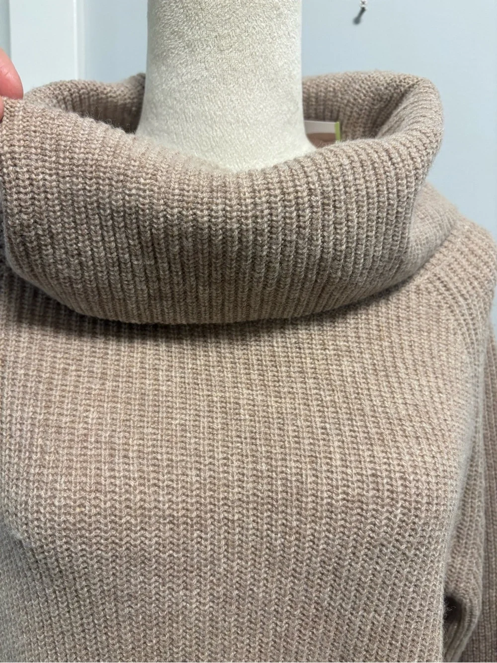 NWT Tahari Merino Wool Blend Taupe Cowl-Neck Sweater - Picture 3 of 12